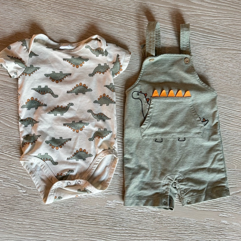 PL Baby by Petit Lem dinosaur overall set, 18 months ***RUNS SMALL***